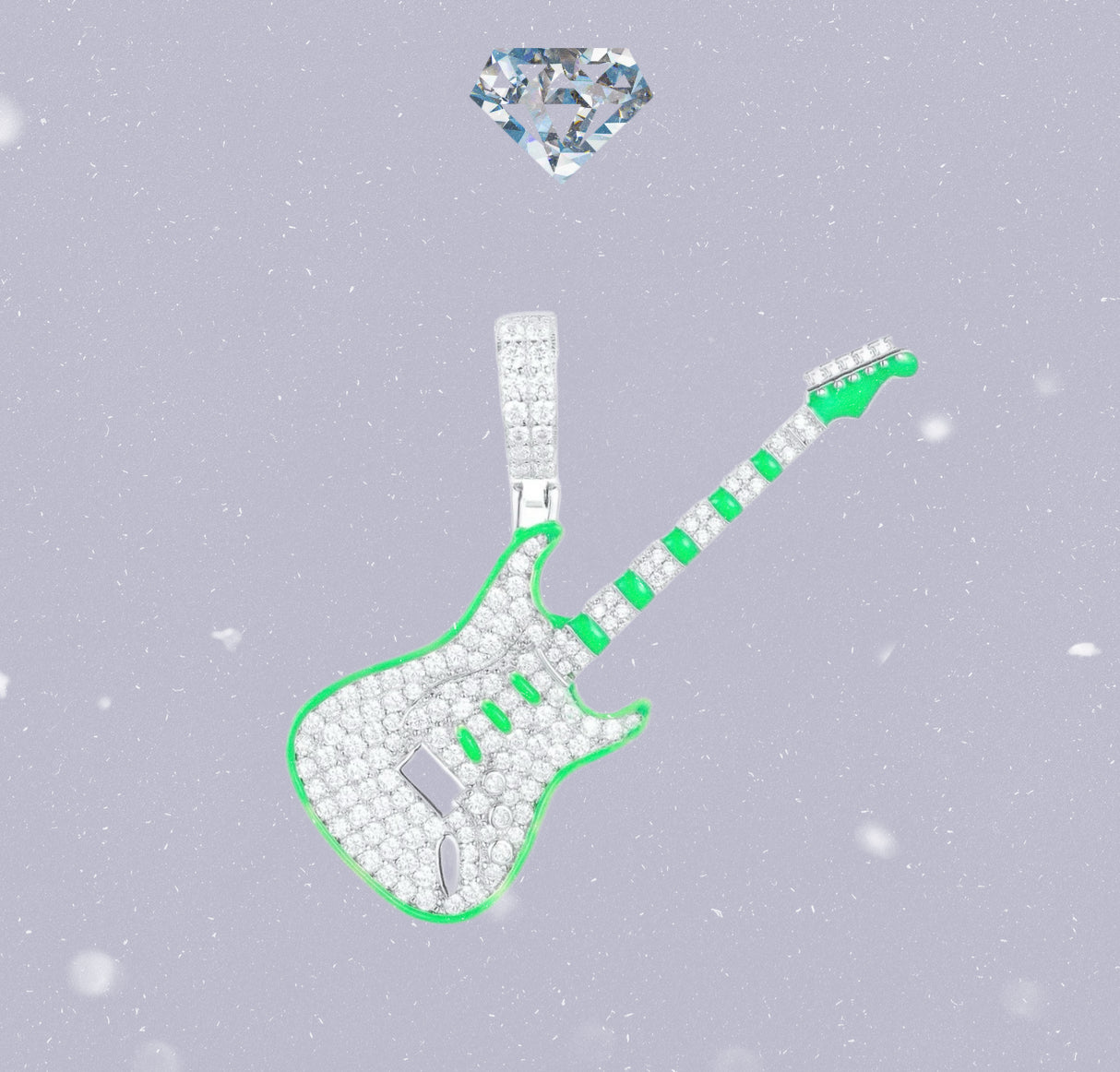GUITARRA ROCK DIJE MOISSANITA GLOW IN DARK