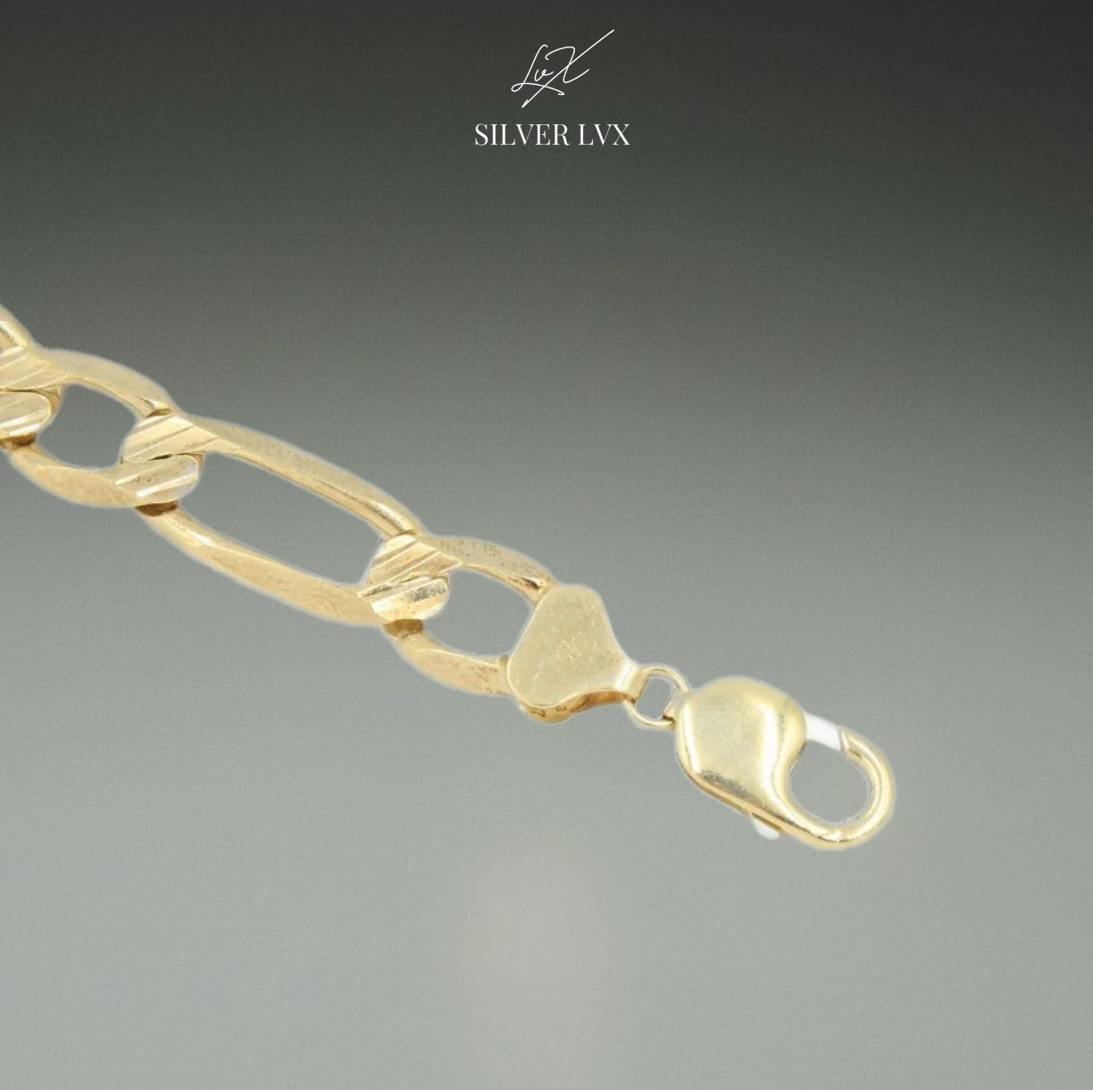 Pulsera de Eslabón en Tejido Fígaro 3x1 Sólido Diamantado 14K