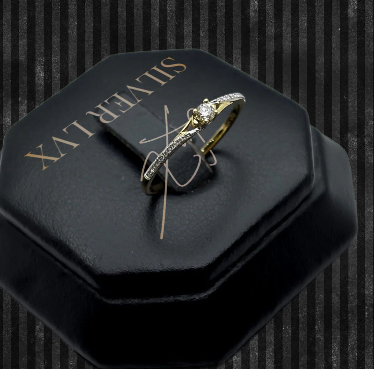 Anillo Solitario Diamante Natural Oro 14K TALLA 7