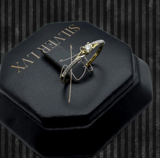 Anillo Solitario Diamante Natural Oro 14K TALLA 7