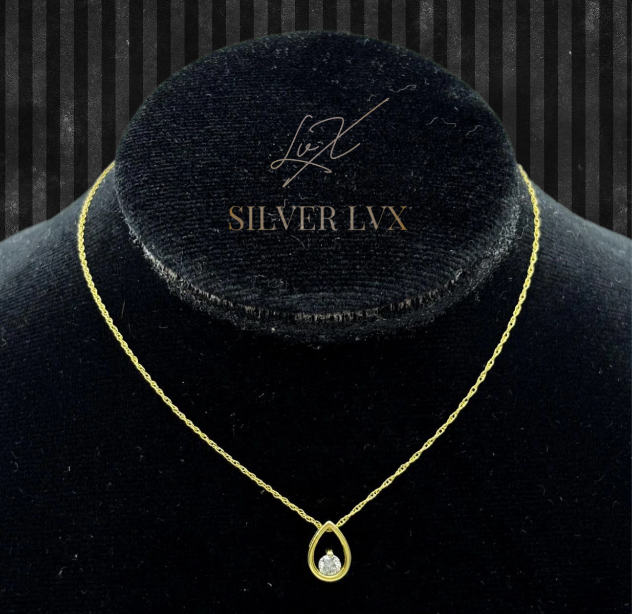 Gargantilla Gota/Pera Con Diamante Natural Oro 14K