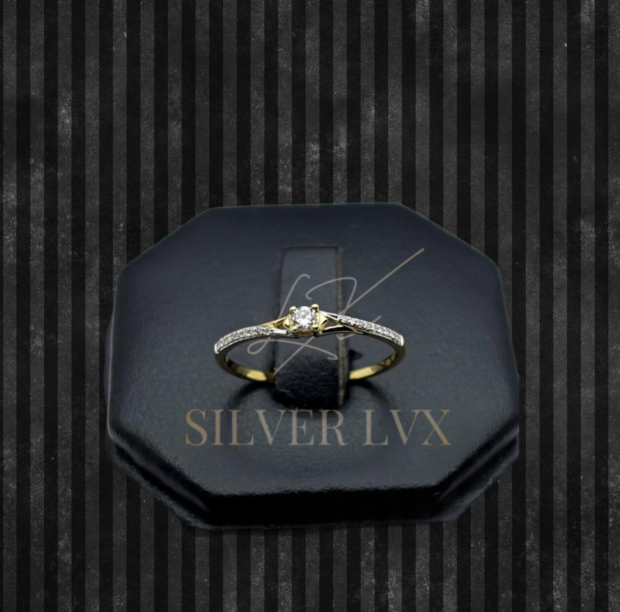 Anillo Solitario Diamante Natural Oro 14K TALLA 7