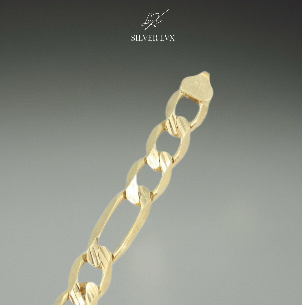 Pulsera de Eslabón en Tejido Fígaro 3x1 Sólido Diamantado 14K