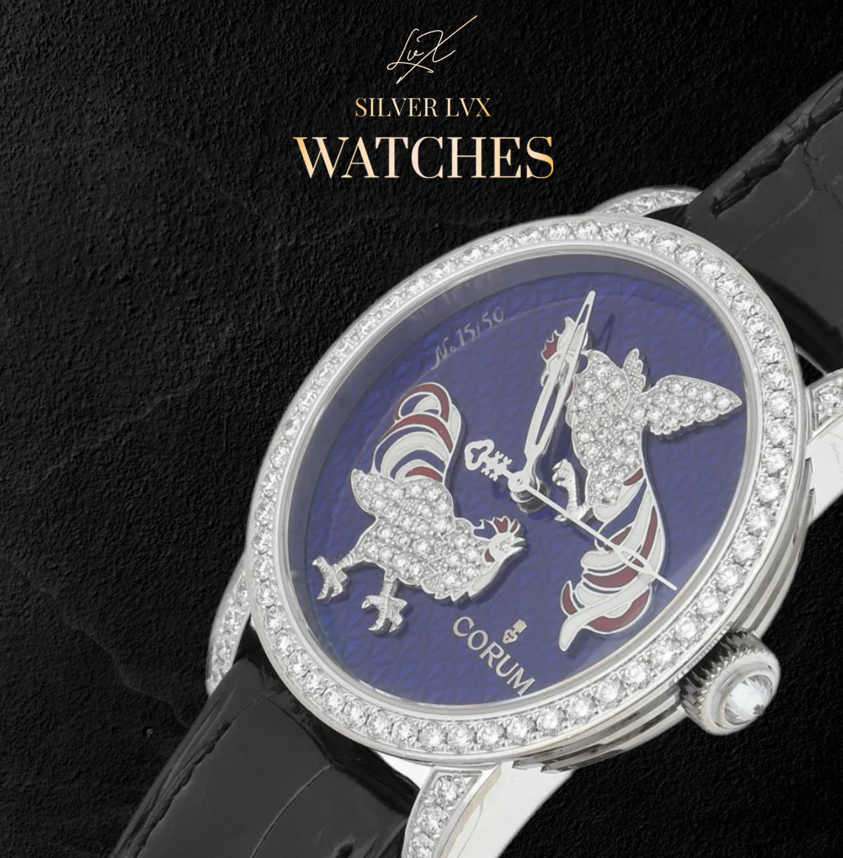 Corum Classique Dancing Roosters Oro blanco 18K