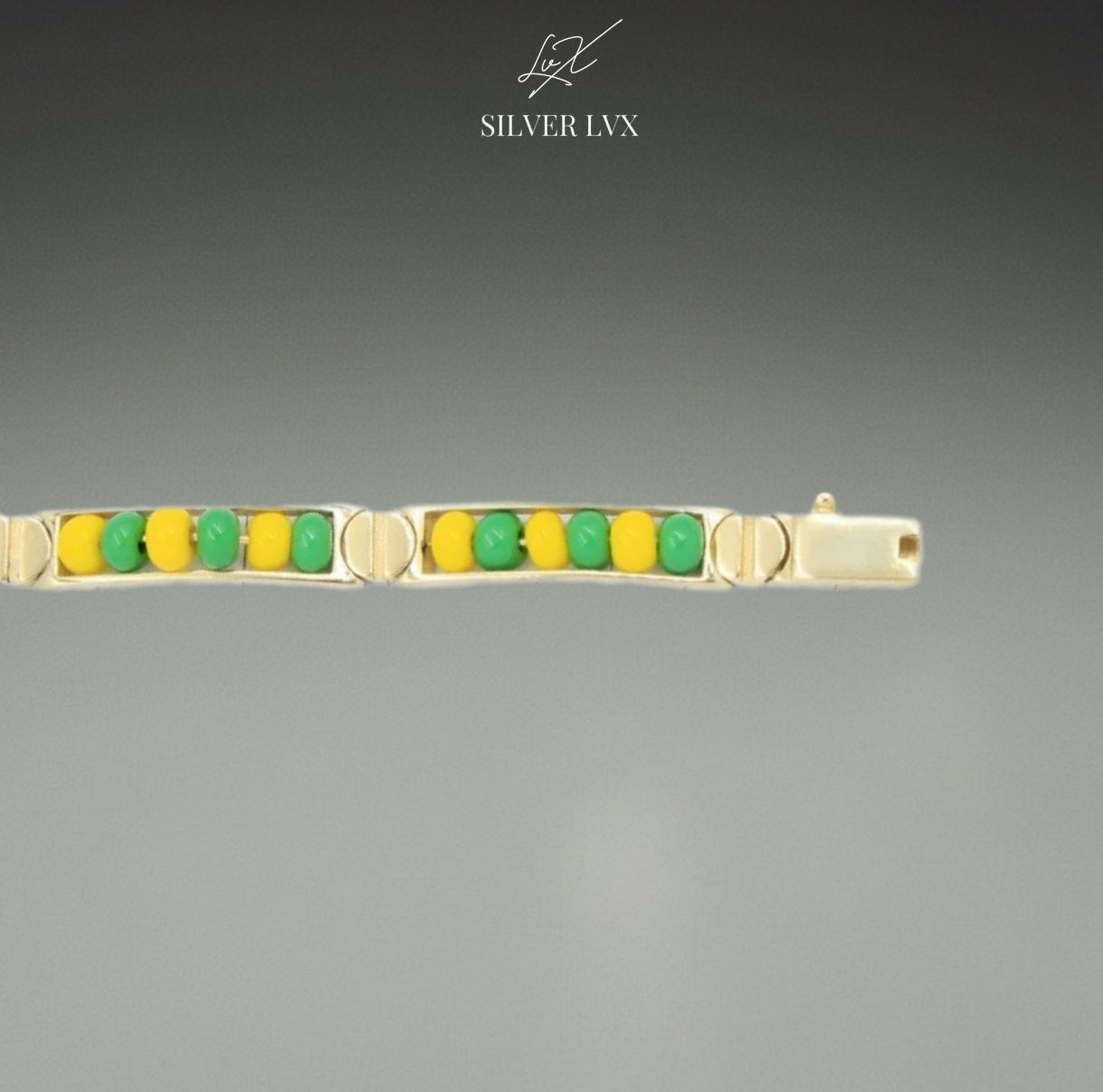 Pulso oro 14K ORULA Cuentas verdes y amarillas