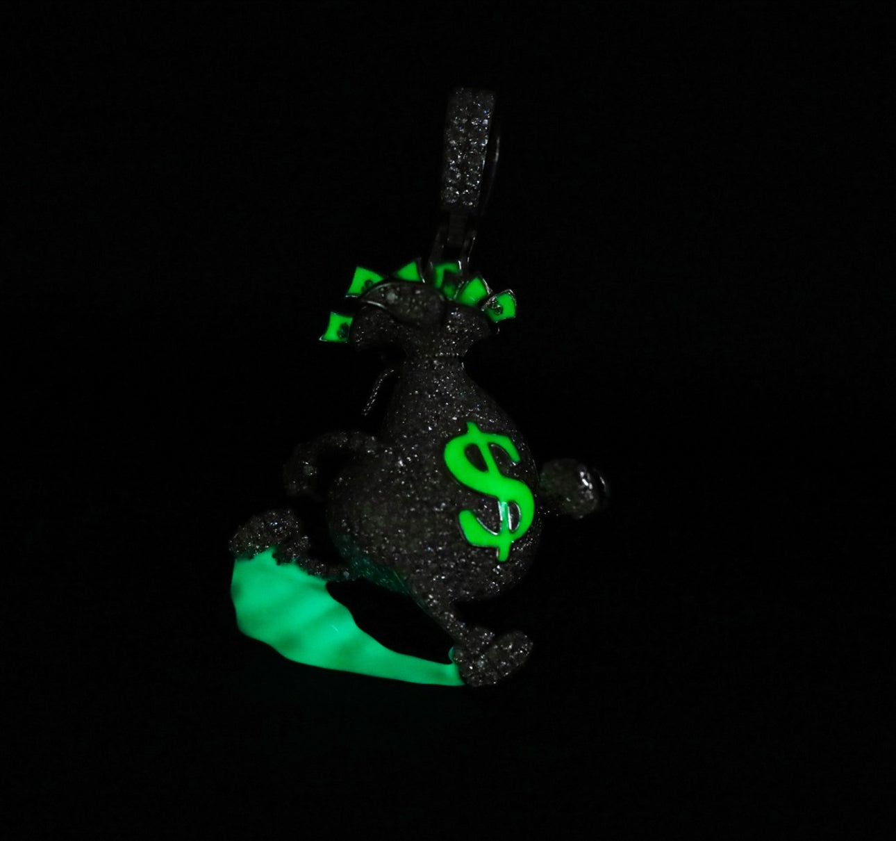 Dije MONEYBAG GLOW IN DARK MOISSANITE