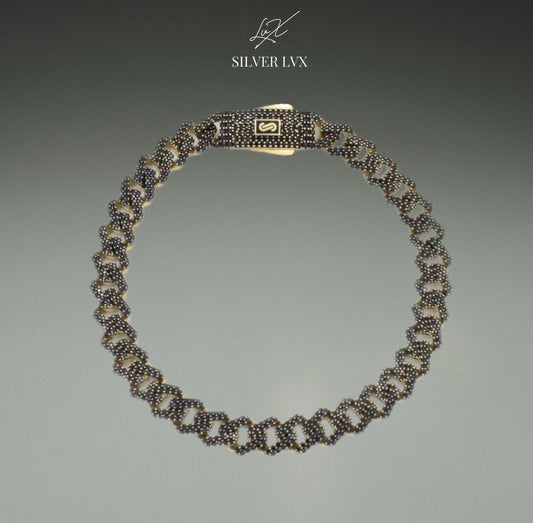 Pulso Mónaco chain 14K edge con Swarovski Negro Broche Pavé